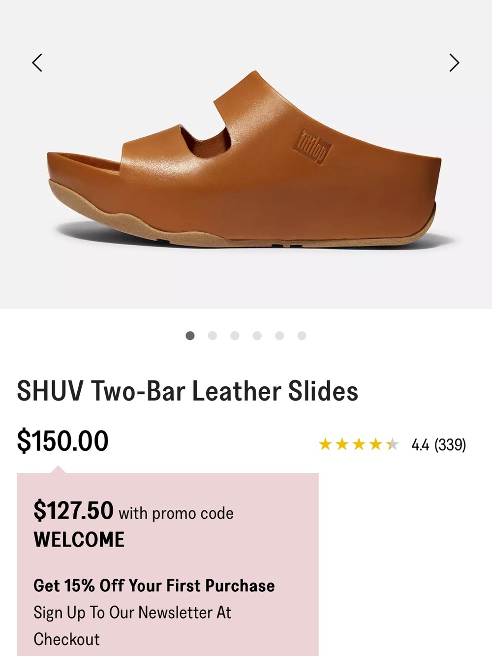 Leather Slide Sandals in Tan - Fit Flop -9 - Picture 5 of 7